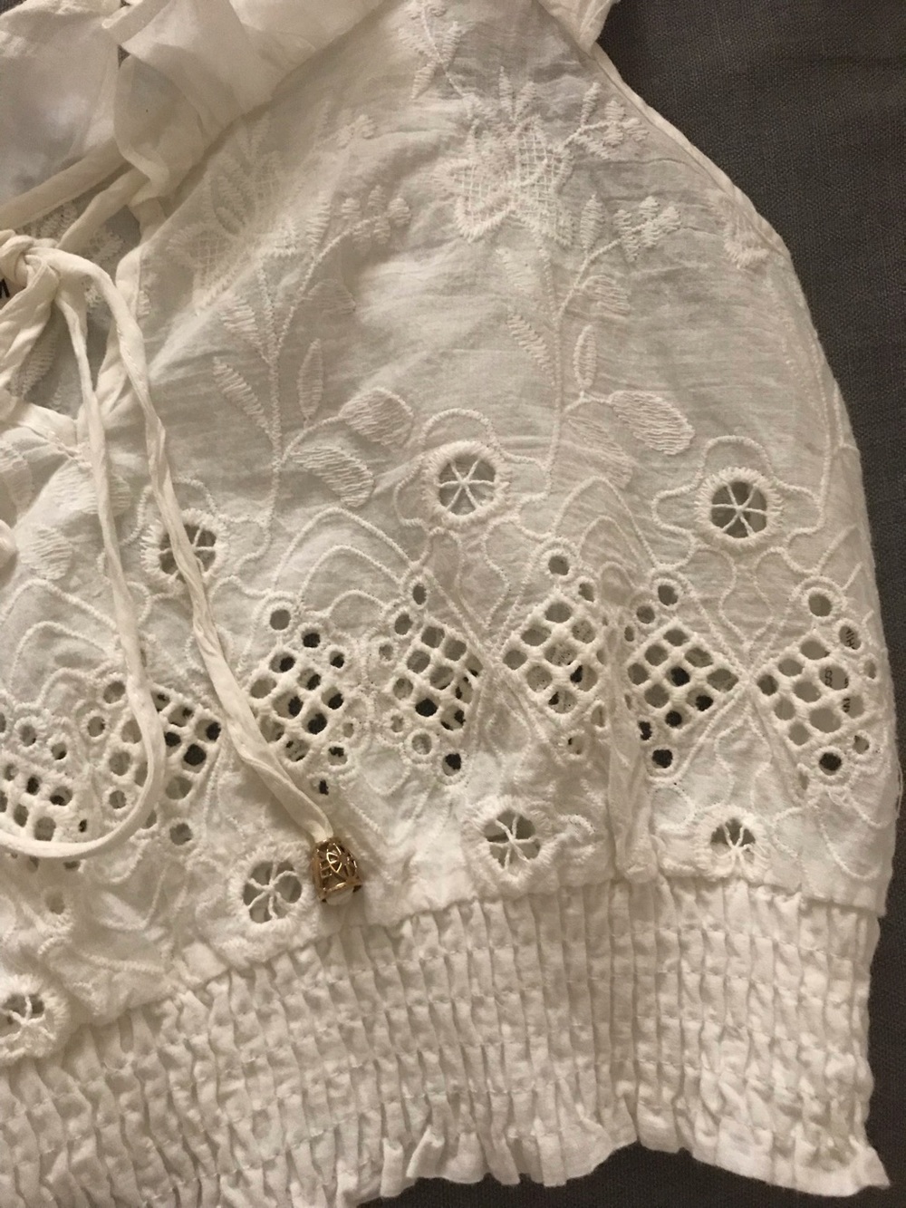 White Ruffled Eyelet Crop Top - Picture 4 of 8